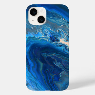 Coque Case-Mate iPhone Bleu Marbre Agate Texture Fluide Art