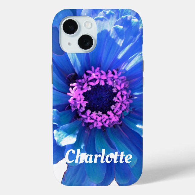 Coques Case-Mate iPhone Bleu marguerite bleu photo florale (Verso)