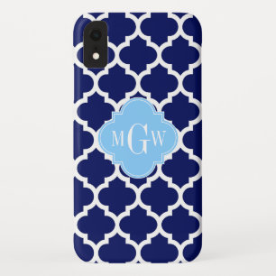 Etui iPhone Case-Mate Bleu Marine Blanc Marocain #5 Bleu Ciel Monogramme