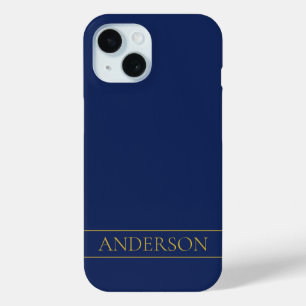 Coque Case-Mate iPhone Bleu marine et or Nom Nom de famille ou Entreprise