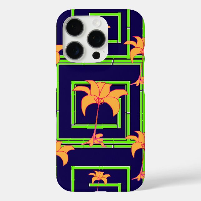 Coques Case-Mate iPhone Bleu Marine Géométrique Floral (Verso)