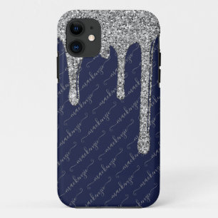 Case-Mate iPhone Case Bleu Marine Parties scintillant Argent Drivers Nom