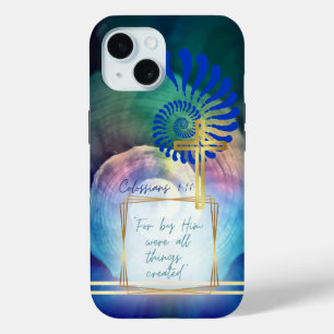 Coque Case-Mate iPhone Bleu Mauve Vert Chic Croix Nautilus Or