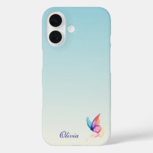 Coque Pour iPhone 16 Bleu minimaliste personnalisé