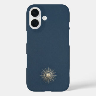 Coque Pour iPhone 16 Bleu Minuit & Or Champagne Soleil Céleste Luxe