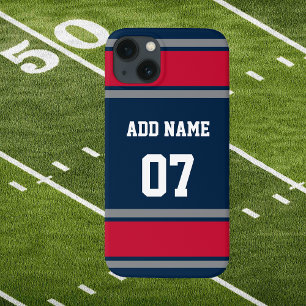 Coque Case-Mate iPhone Bleu nautique Bleu Rouge et Argent Sports Stripe