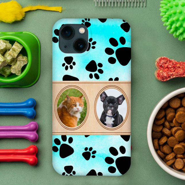 Coques Case-Mate iPhone Bleu Nice arrière - plan avec pattes, photo de ani (Créateur téléchargé)