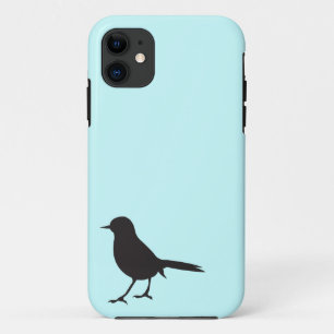 Coques Pour iPhone Bleu noir et blanc d'oiseau de moineau de