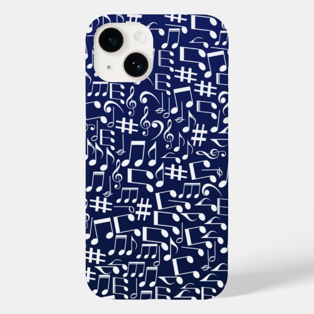 Coques Case-Mate iPhone Bleu Nuit Bleu de Cobalt Blanc Notes de Musique Da (Verso)