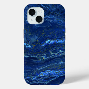 Coque Case-Mate iPhone Bleu Nuit & Marbre Faux Or Abstraction Acrylique