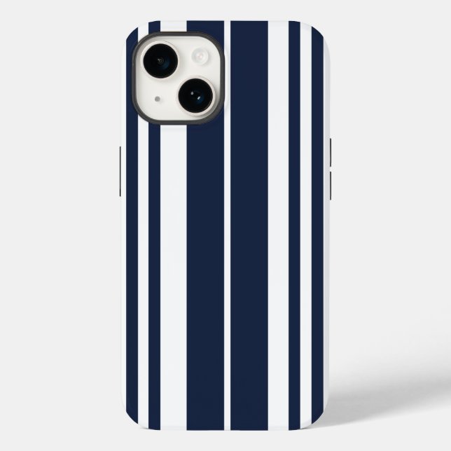 Coques Case-Mate iPhone Bleu Nuit Rayures Blanches Gras (Verso)
