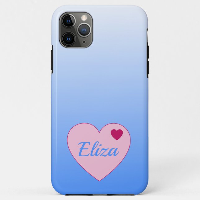 Coques Case-Mate iPhone Bleu Ombre et Coeur rose pastel (Dos)