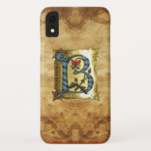 COQUE Case-Mate iPhone BLEU OR LETTRE B AVEC FLEURS MONOGRAMME