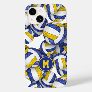 Coque Case-Mate iPhone Bleu or monogrammé girly volleyballs motif