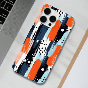 Coque iPhone 16 Pro Max Bleu orange brosses Motif Abstrait
