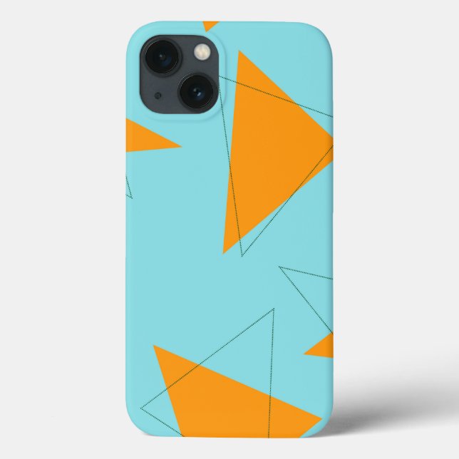 Coques Case-Mate iPhone Bleu, orange, cool, tendance, moderne triangle mot (Verso)