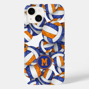 Coque Case-Mate iPhone Bleu orange monogrammé girly volleyballs motif