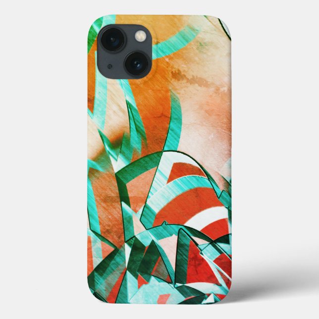 Coques Case-Mate iPhone Bleu ou cyan stries sur l'orange rougeâtre rustiqu (Verso)