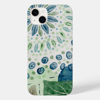 Coque Case-Mate iPhone bleu paon vert motif floral