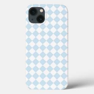 iPhone 13 Case Bleu pastel et damier blanc