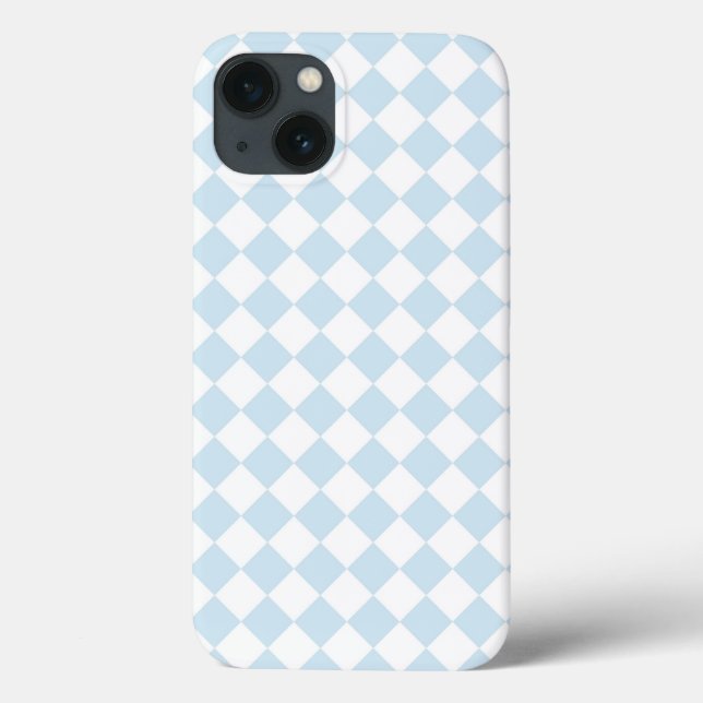 Coques Case-Mate iPhone Bleu pastel et damier blanc (Verso)