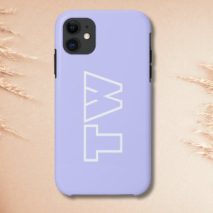 Case-Mate iPhone Case Bleu Pervenche Uni Monogramme Minimaliste
