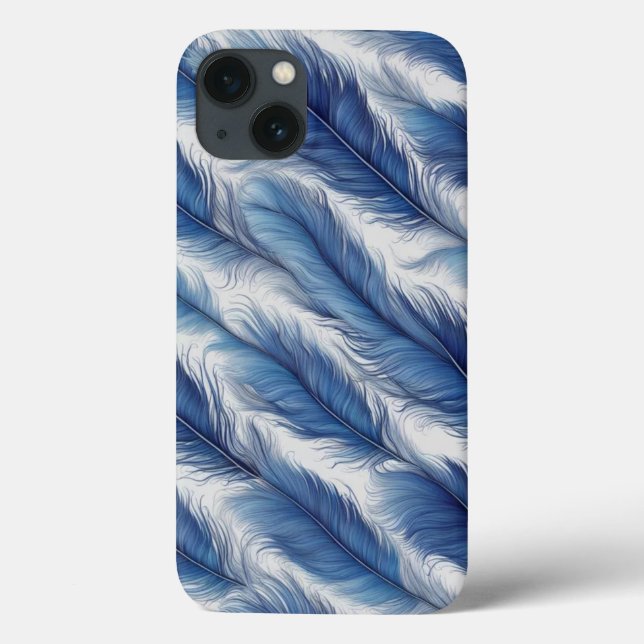 Coques Case-Mate iPhone Bleu Plumes Motif (Verso)