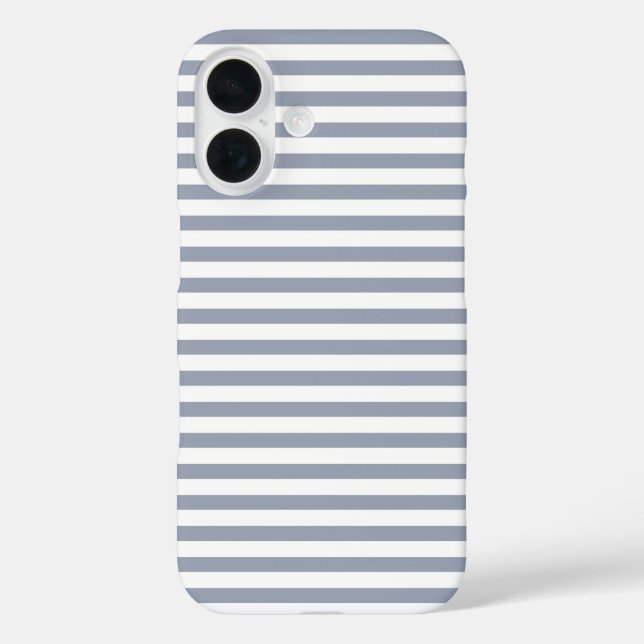 Coques Case-Mate iPhone Bleu Poussiéreux & Blanc Rayures Horizontales Mign (Verso)