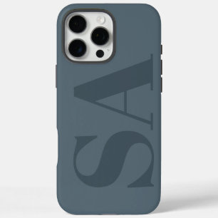 Coque iPhone 16 Pro Max Bleu Poussiéreux Rustique Aquarelle Minimaliste Co