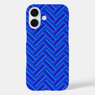 Coque Pour iPhone 16 Bleu rayures double motif