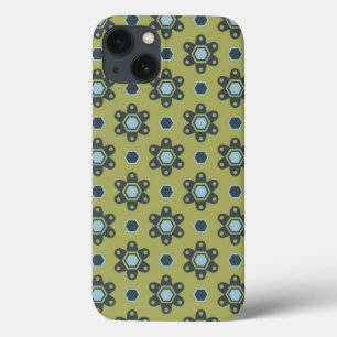 Case-Mate iPhone Case Bleu rétro et marguerites noires sur motif floral 