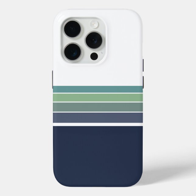 Coques Case-Mate iPhone Bleu rétro/mod et vert rayé (Verso)