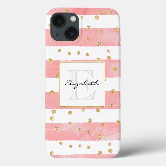 Coques Case-Mate iPhone Bleu rose | Faux Gold Confetti (Verso)