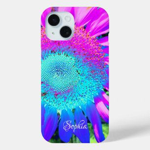 Coque Case-Mate iPhone Bleu rose rétro tournesol funky photo