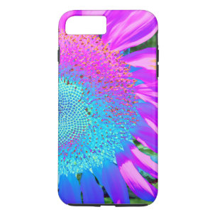Coque Case-Mate Pour iPhone Bleu rose rétro tournesol funky photo