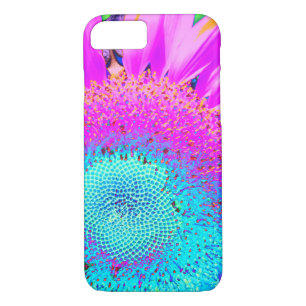 Coque Case-Mate iPhone Bleu rose rétro tournesol funky photo