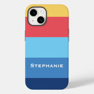 Coque Case-Mate iPhone Bleu rouge orange orange Abstraite stries Nom
