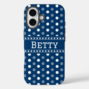Coque Pour iPhone 16 Bleu Royal à pois