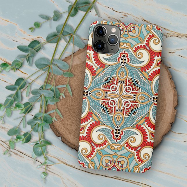 Coques Case-Mate iPhone Bleu sarcelle, lumière rouge, orange, motif mosaïq (Créateur téléchargé)
