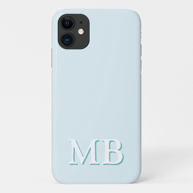 Coques Case-Mate iPhone Bleu & Sarcelle | Monogramme Initial Minimaliste M (Dos)