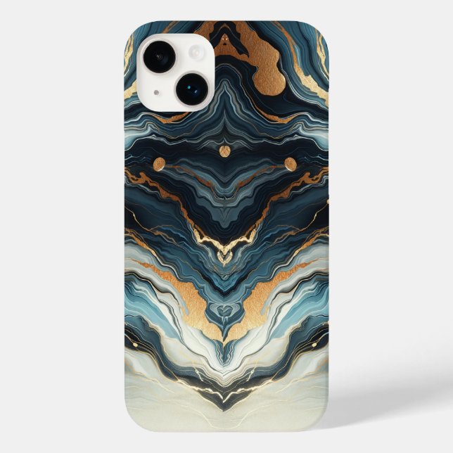Coques Case-Mate iPhone Bleu sarcelle or agate Moderne Glam élégant plage (Verso)