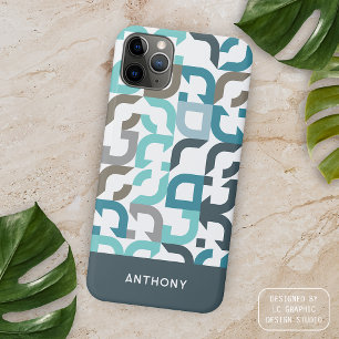 Coque Case-Mate iPhone Bleu sarcelle Vert Marron Gris Art à motif Midcent