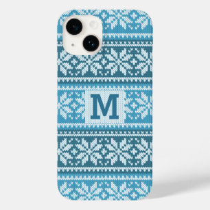 Coque Case-Mate iPhone Bleu Snowflake Faux Knit Sweat Motif Monogram