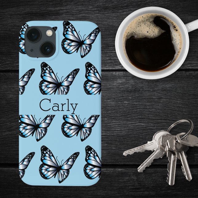 Coques Case-Mate iPhone Bleu sur les papillons bleus et plus de papillons (Créateur téléchargé)