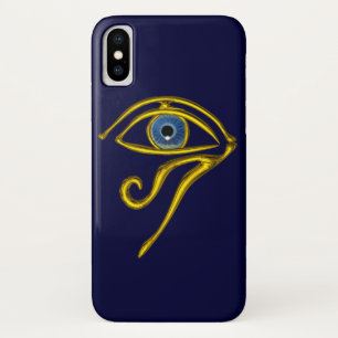 Coque iPhone X BLEU TALISMAN Gold Horus Oye
