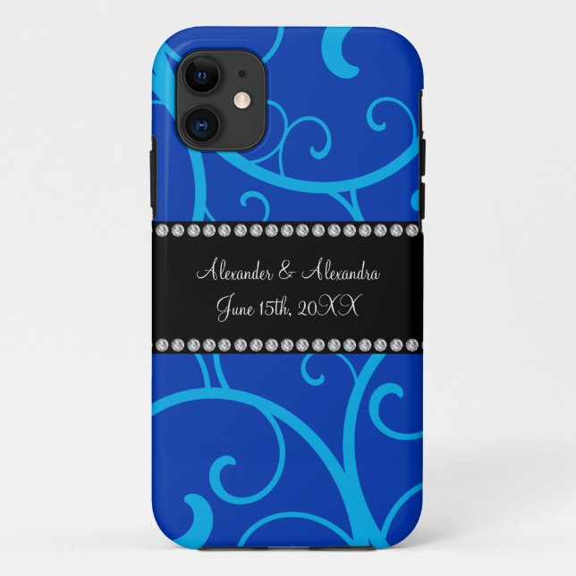 Coques Case-Mate iPhone Bleu tourbillonne les faveurs de mariage (Dos)