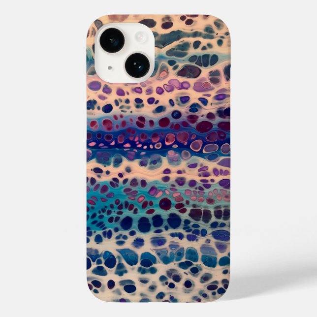 Coques Case-Mate iPhone Bleu Turquoise Lilac blanc acrylique Abstrait Flui (Verso)