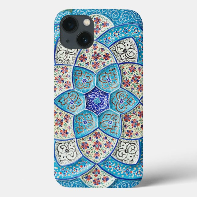 Coques Case-Mate iPhone Bleu turquoise marocain traditionnel, blanc, saumo (Verso)