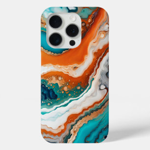 Coque Case-Mate iPhone bleu turquoise, rouille et or peinture abstrait