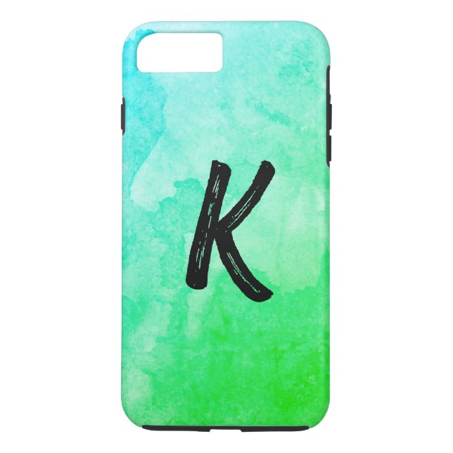 Coques Case-Mate iPhone Bleu Vert / Couleur de l'eau / Monogramme (Dos)